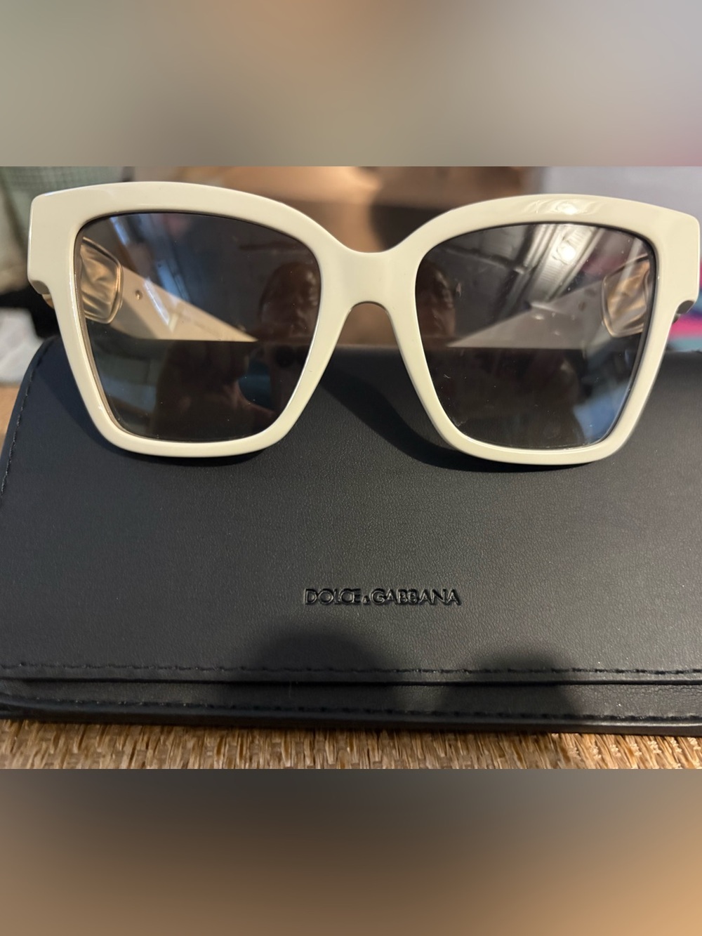 Dolce & Gabbana Cream Frame Sunglasses with Dark Lenses